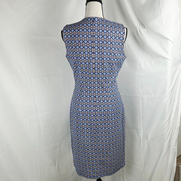 J.McLaughlin Dress Women XS Blue Geometric Sleeveless Rayon Blend Shift Sheath - Picture 2 of 11